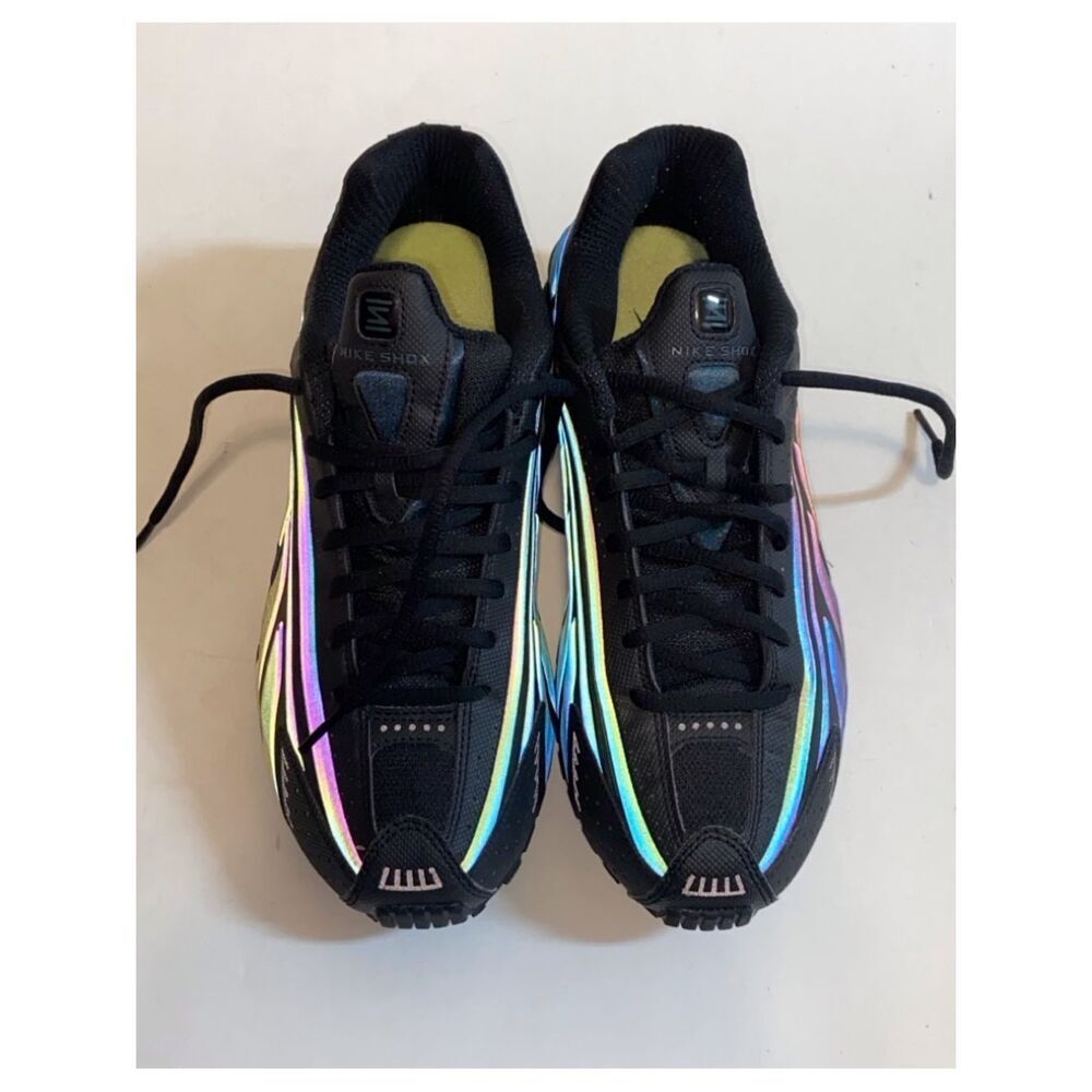 Nike Men’s Black Iridescent Green-Purple Shox Runner Size 8 - Picture 3 of 12
